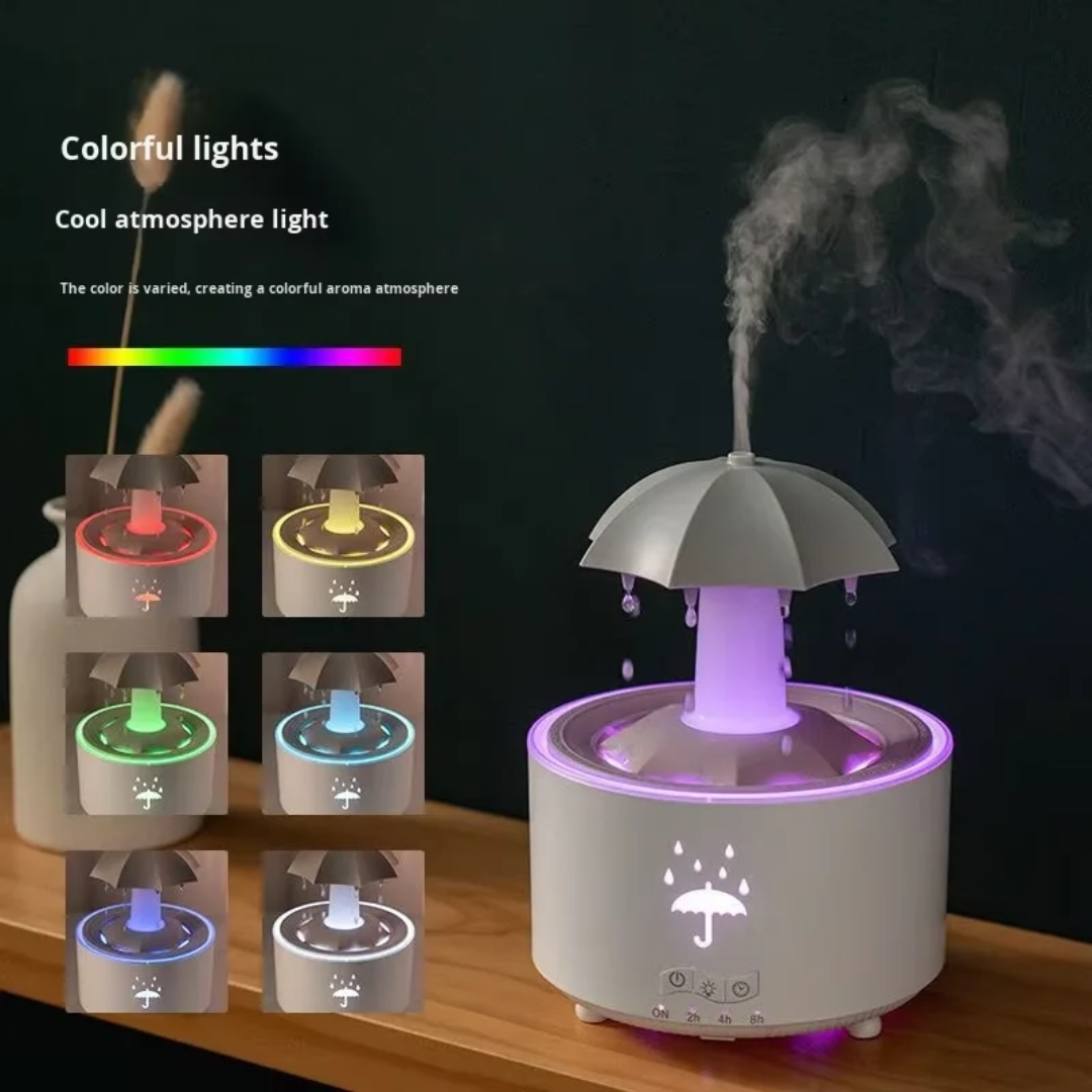 Humidificateur Aromathérapie Parapluie Pluie – LED 7 Couleurs + Télécommande