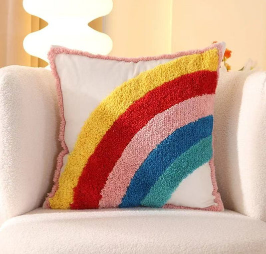 Coussin Décoratif Tufté avec Pompons