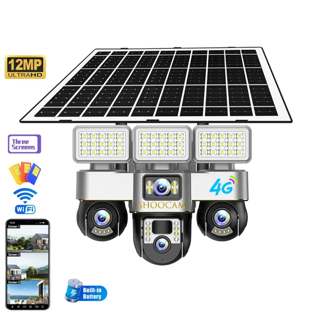 Caméra Solaire 4G Triple Objectif 12MP Ultra HD