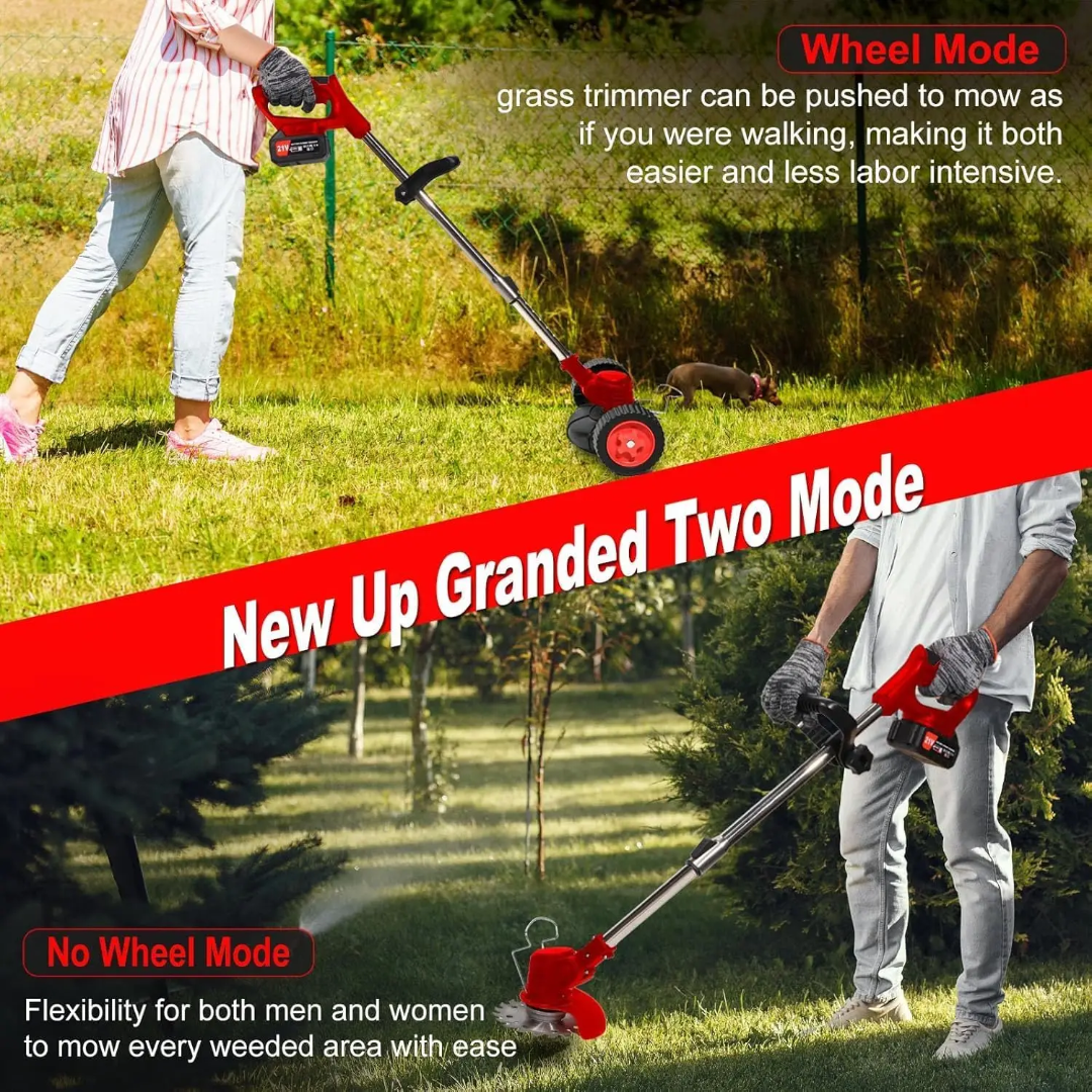 Débroussailleuse Électrique Sans Fil 21V 3-en-1 – Edger + Trimmer + Weed Wacker – 2 Batteries