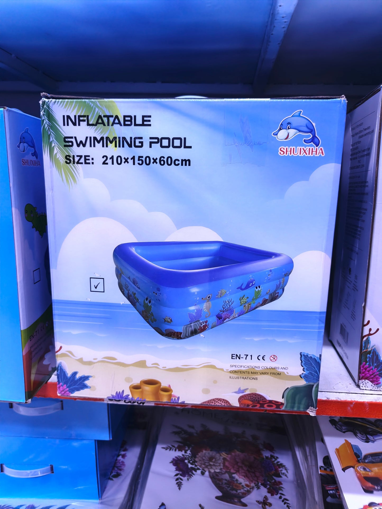 Piscine Gonflable Rectangulaire SHUIXIHA – 3 Anneaux – 5 Tailles – Enfants & Famille Pompe électrique offert