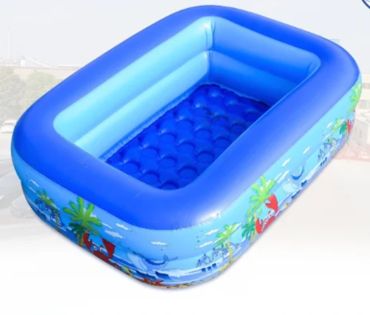 Piscine Gonflable Rectangulaire SHUIXIHA – 3 Anneaux – 5 Tailles – Enfants & Famille Pompe électrique offert