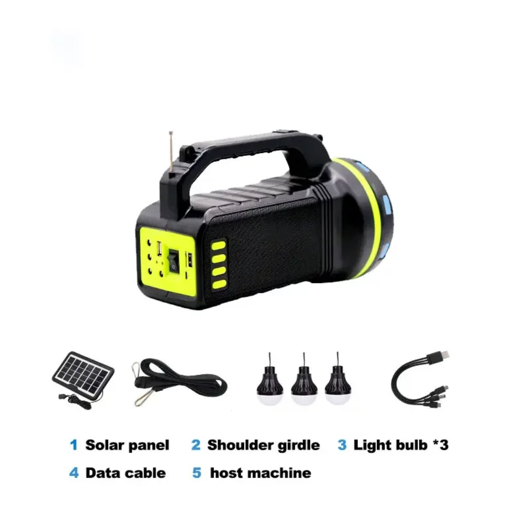 Lampe Torche Solaire CL-18 – 10W avec Radio & 3 Ampoules