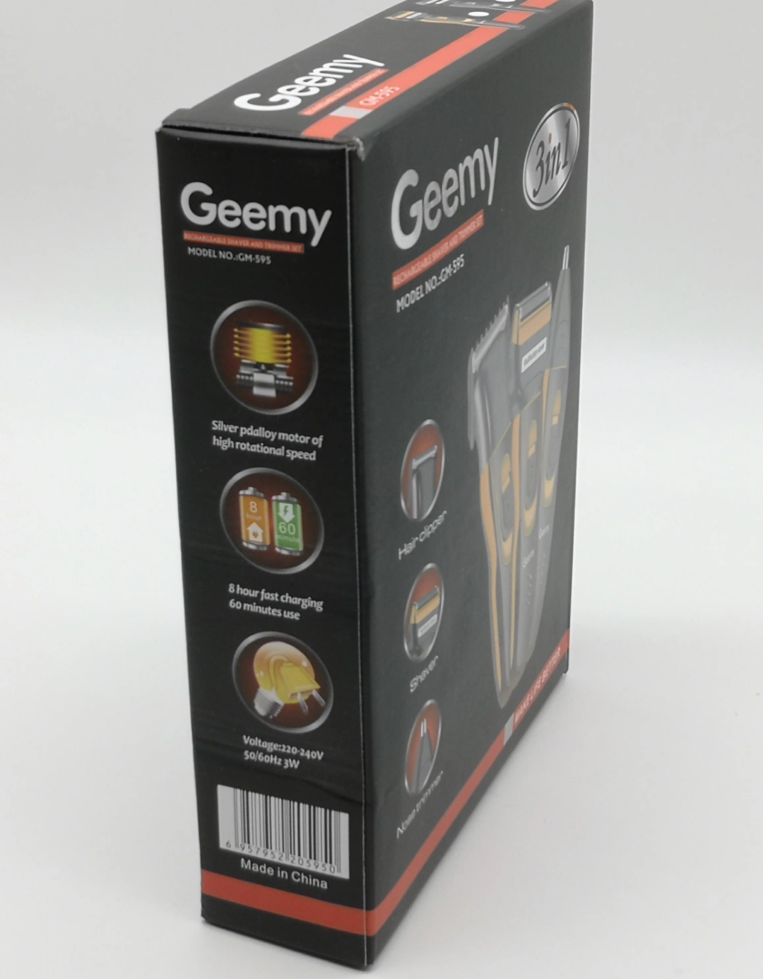 Rasoir Multifonction 3-en-1 Geemy GM-595 – Rasoir + Tondeuse + Coupe-Nez