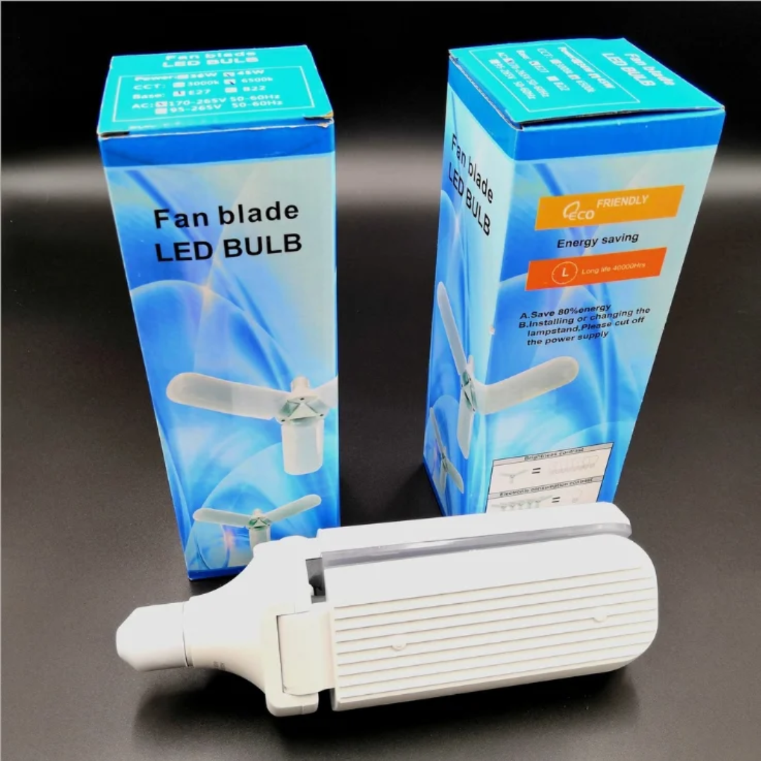 Ampoule LED Fan Blade Pliable E27 – Économie 80% – 3 & 4 Pales