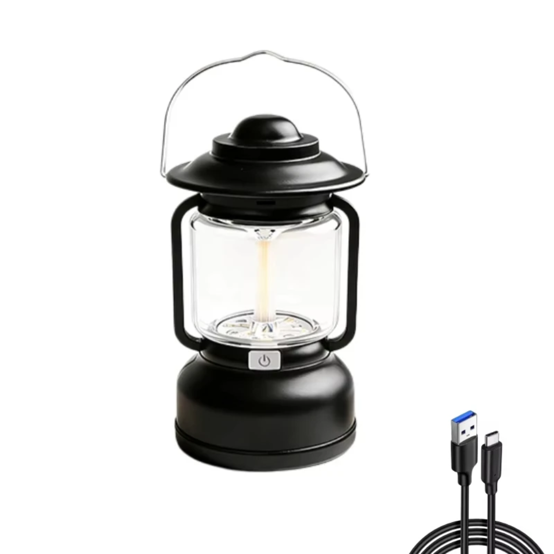 Lanterne LED Vintage Rechargeable USB-C – Style Lampe à Pétrole