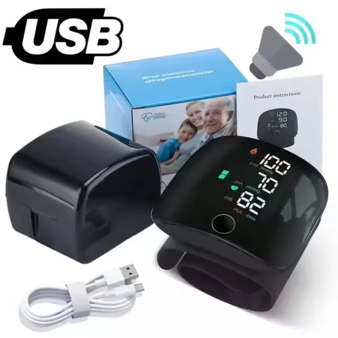 Tensiomètre Électronique de Poignet – Vocal + USB + Grand Écran LED