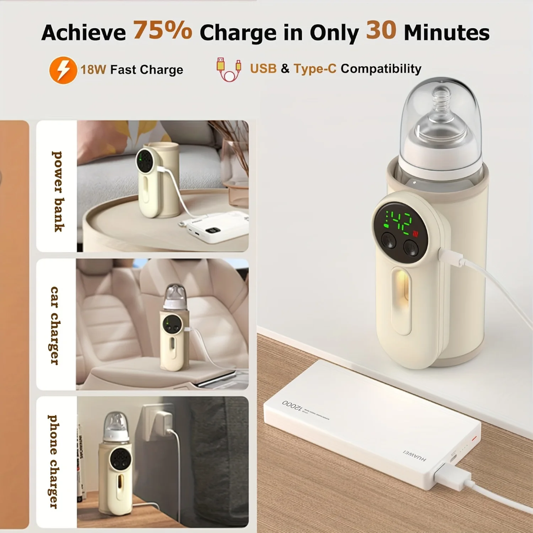 Chauffe-Biberon Portable Intelligent – Écran LED & Veilleuse