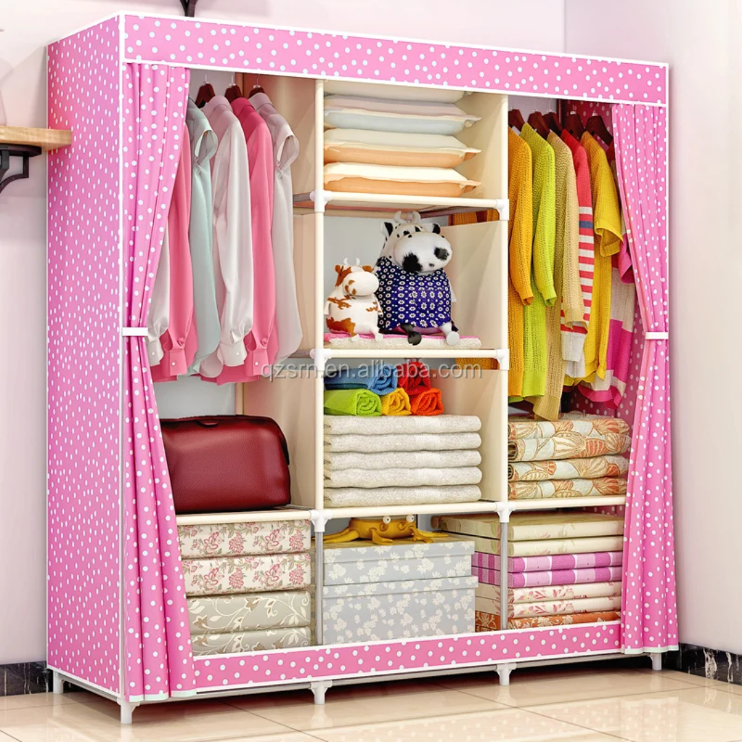 Armoire Penderie Portable en Tissu – 3 Colonnes – Grande Capacité