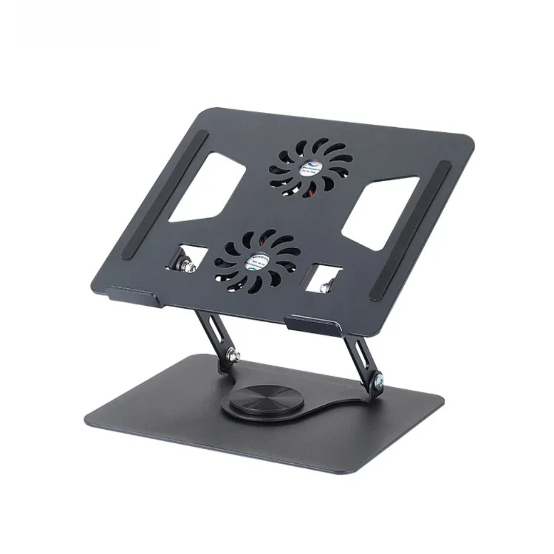 Support Laptop Rotatif 360° avec Ventilateurs – Réglable & Pliable