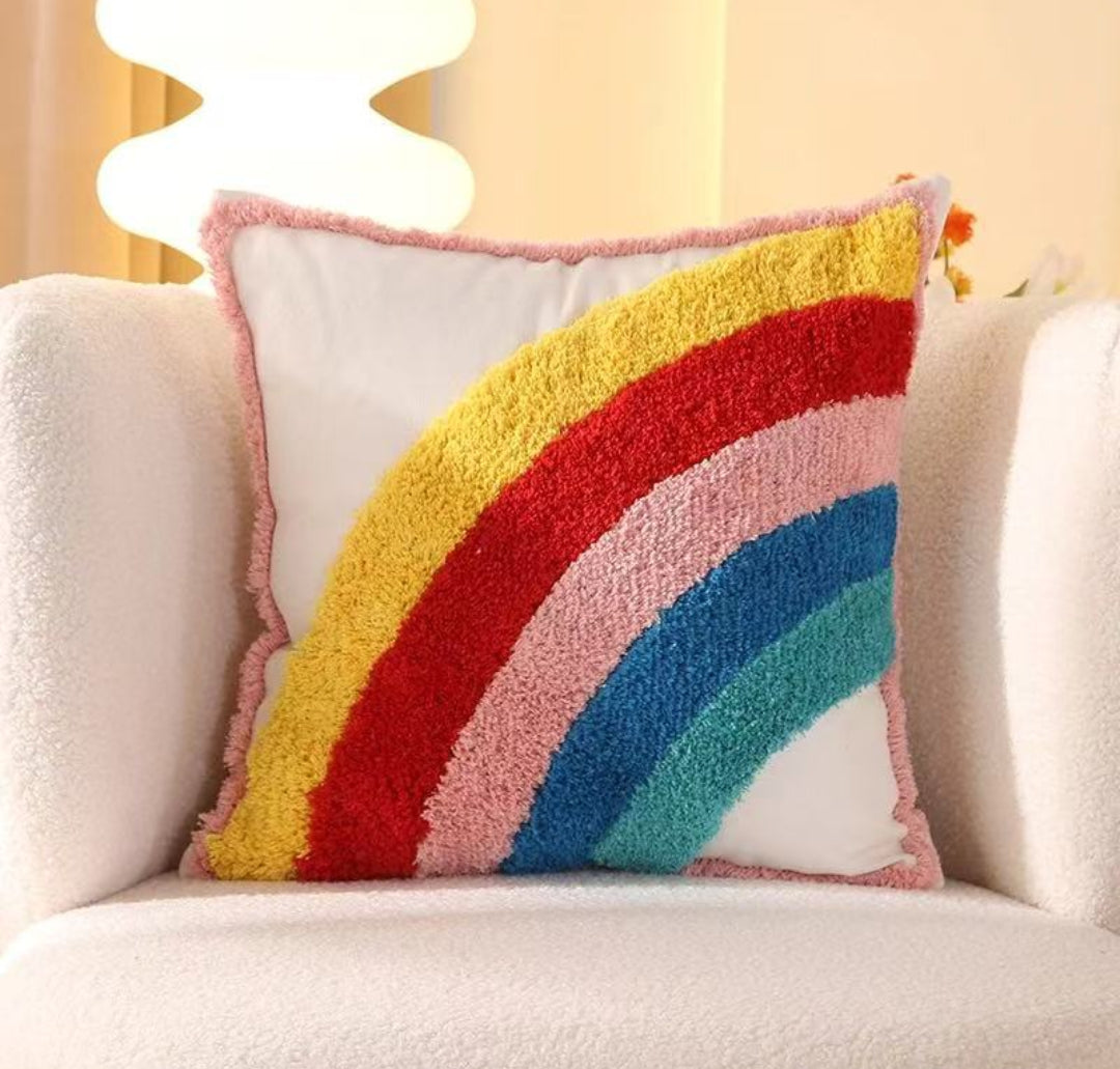 Coussin Décoratif Tufté avec Pompons