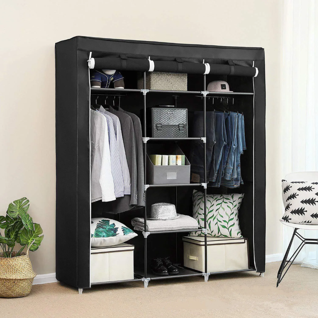 Armoire Penderie Portable en Tissu – 3 Colonnes – Grande Capacité