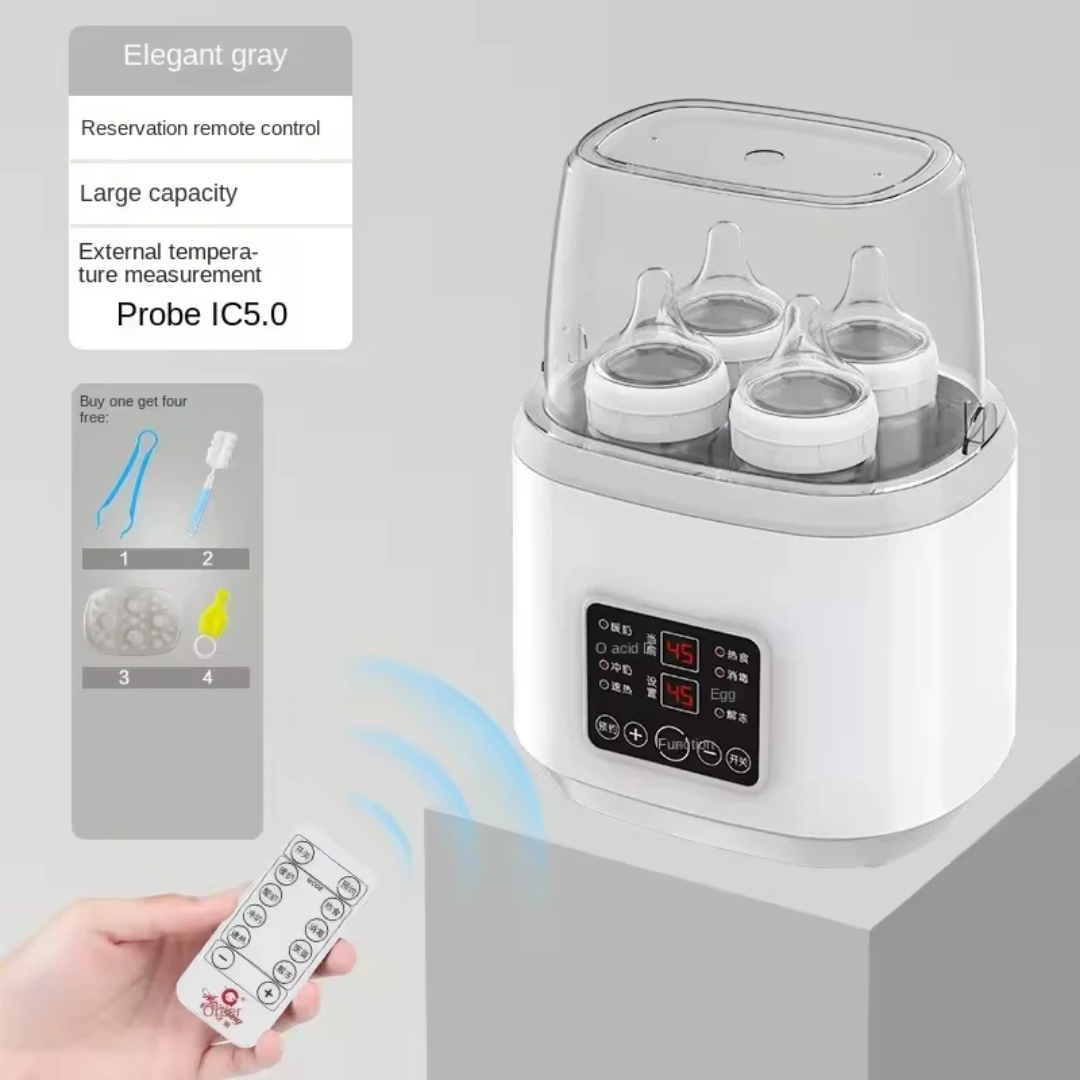 Stérilisateur Chauffe-Biberon 4-en-1 avec Télécommande – Grande Capacité 4 Biberons