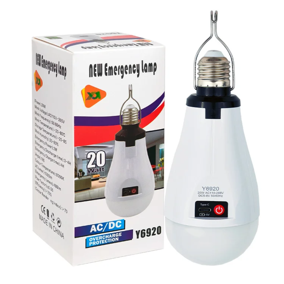 Ampoule LED Emergency Lamp AC/DC – Rechargeable Type-C (Y6920 / Z-725 / Z-726)