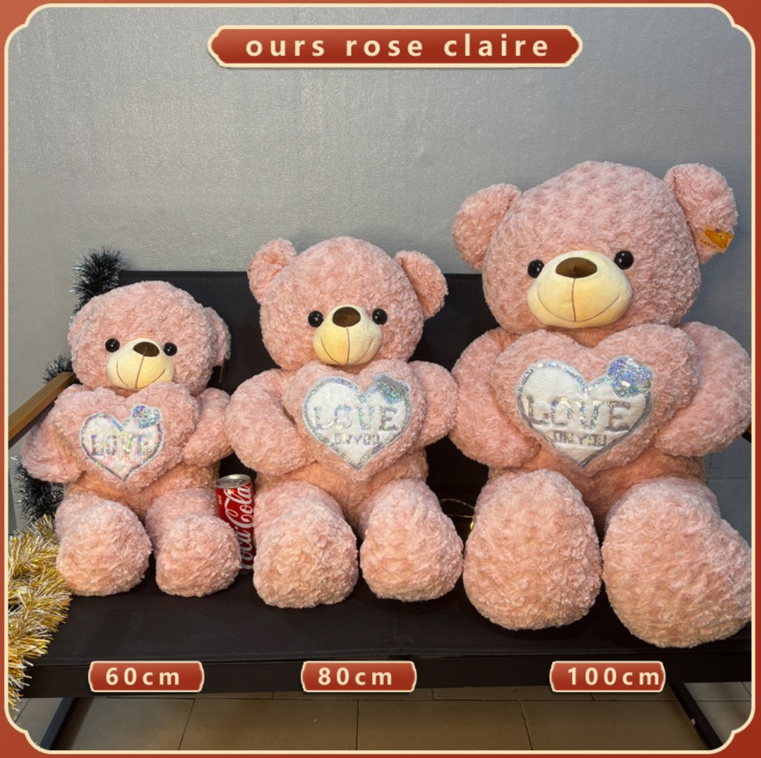 Ours en Peluche Géant Kaki — Love You
