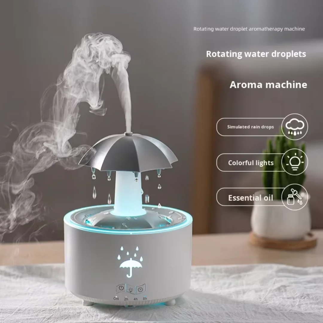 Humidificateur Aromathérapie Parapluie Pluie – LED 7 Couleurs + Télécommande