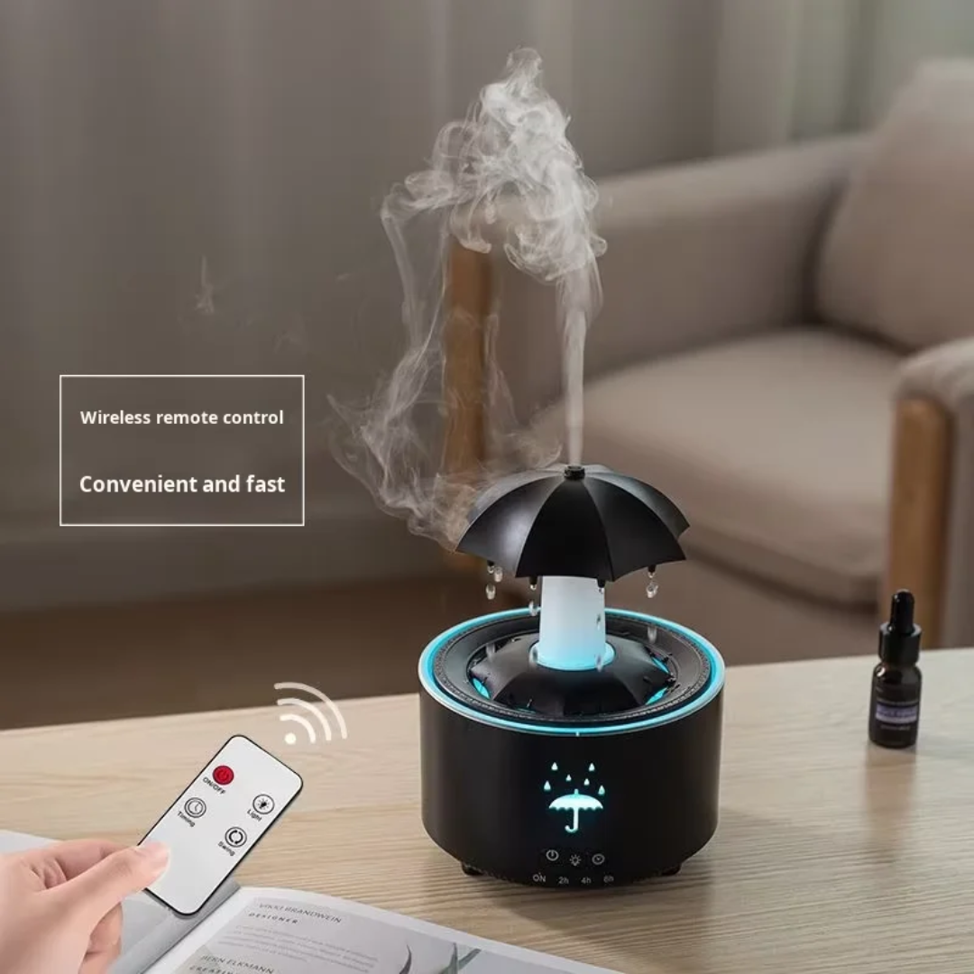 Humidificateur Aromathérapie Parapluie Pluie – LED 7 Couleurs + Télécommande