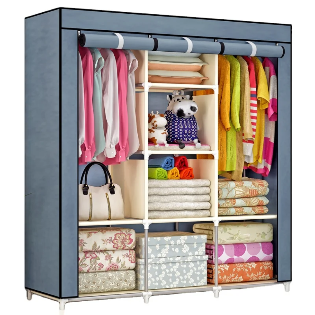 Armoire Penderie Portable en Tissu – 3 Colonnes – Grande Capacité