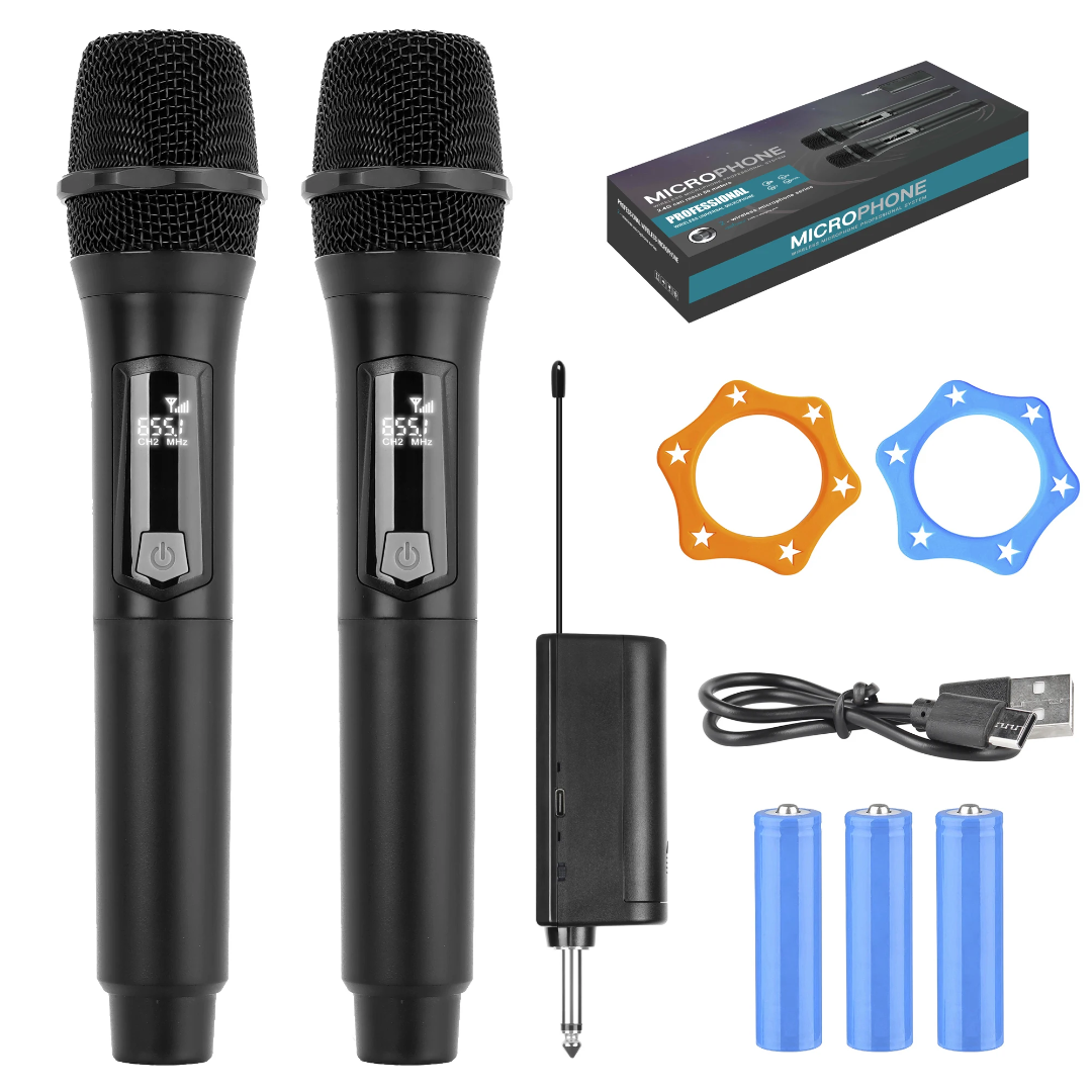 Pack 2 Microphones Sans Fil Professionnels – Récepteur Mini USB