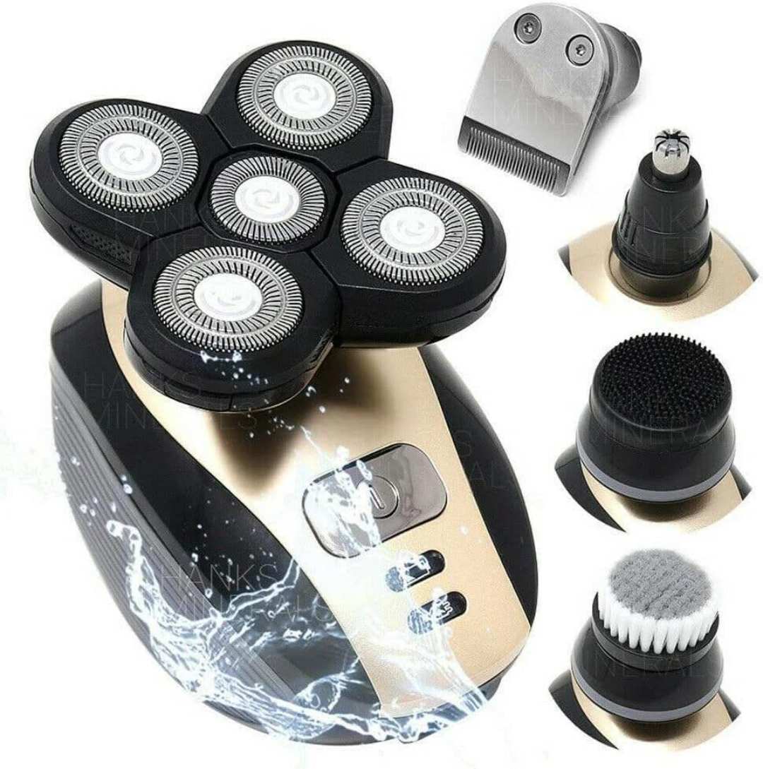Rasoir Électrique 5 Têtes Rotatives Multifonction – Display LED + 4 Accessoires