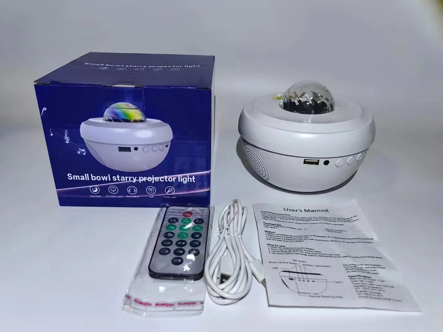 Projecteur Galaxie Small Bowl — Étoiles, Nébuleuse & Enceinte Bluetooth