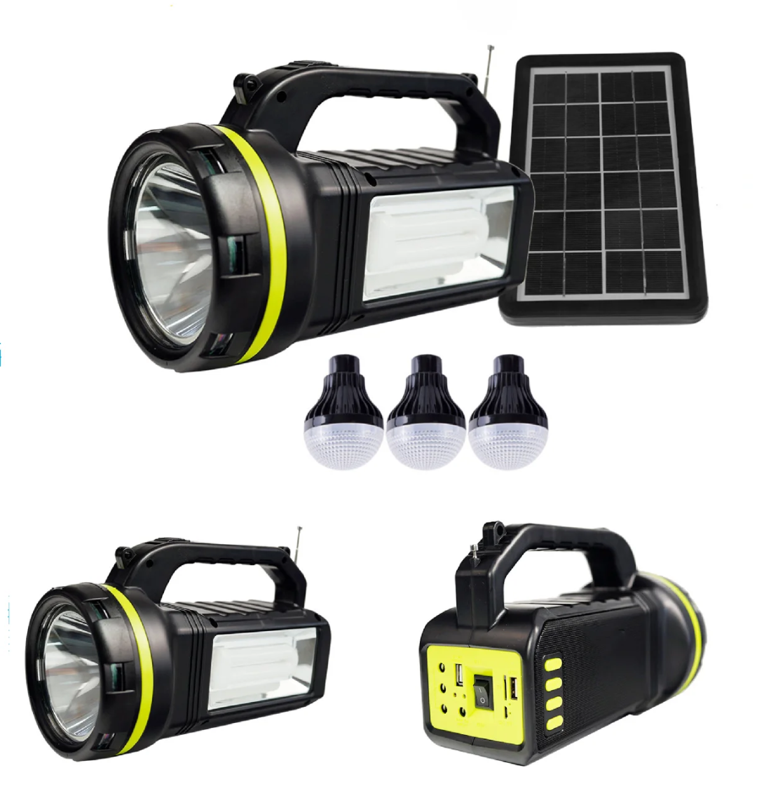 Lampe Torche Solaire CL-18 – 10W avec Radio & 3 Ampoules