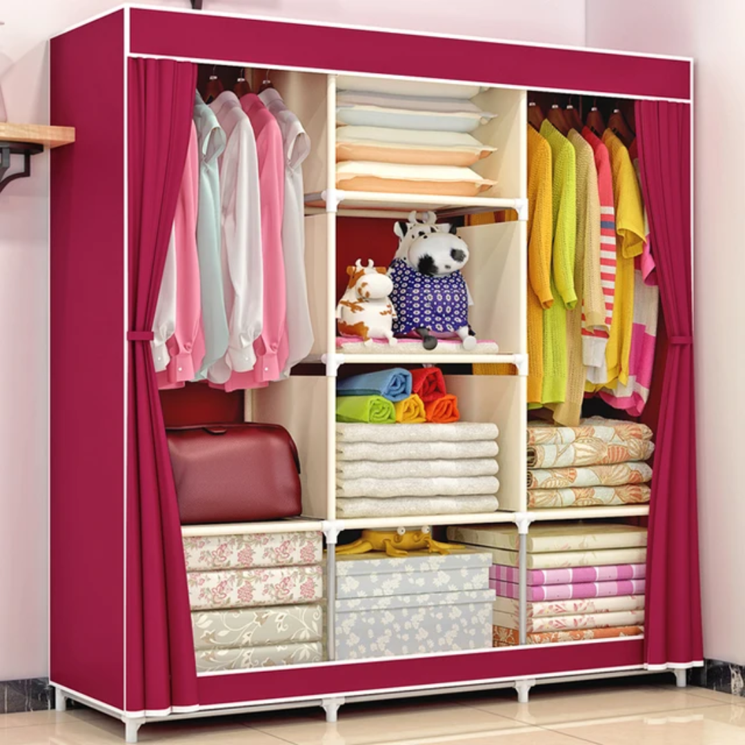 Armoire Penderie Portable en Tissu – 3 Colonnes – Grande Capacité