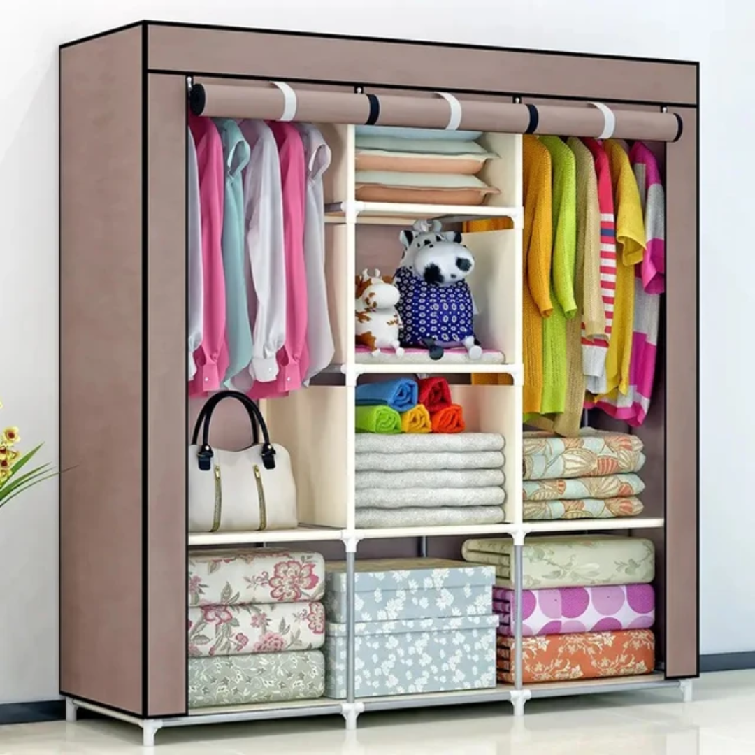 Armoire Penderie Portable en Tissu – 3 Colonnes – Grande Capacité