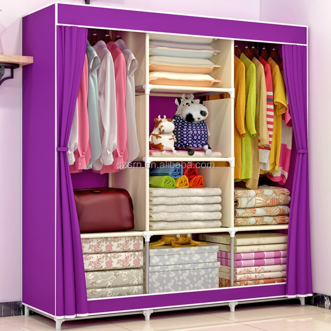 Armoire Penderie Portable en Tissu – 3 Colonnes – Grande Capacité