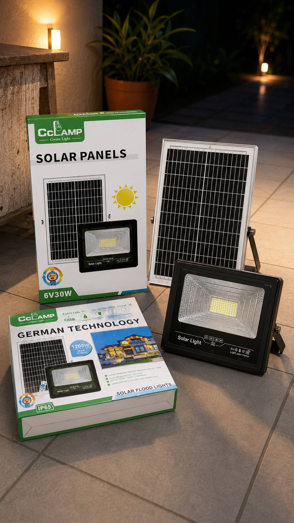 Projecteur Solaire LED CcLamp — 100W à 1200W + Télécommande