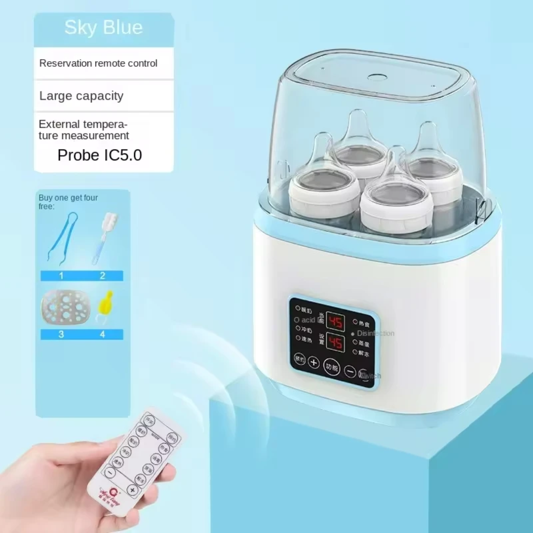 Stérilisateur Chauffe-Biberon 4-en-1 avec Télécommande – Grande Capacité 4 Biberons