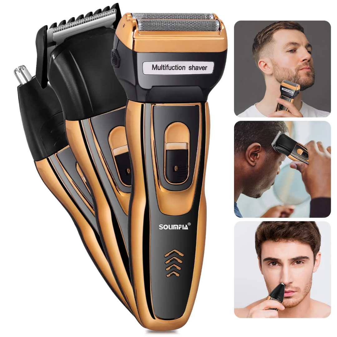 Rasoir Multifonction 3-en-1 Geemy GM-595 – Rasoir + Tondeuse + Coupe-Nez
