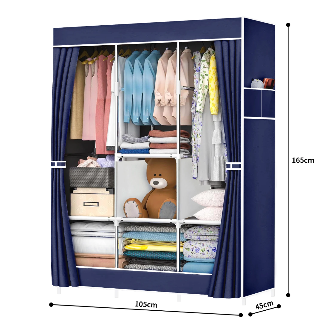 Armoire Penderie Portable en Tissu – 3 Colonnes – Grande Capacité